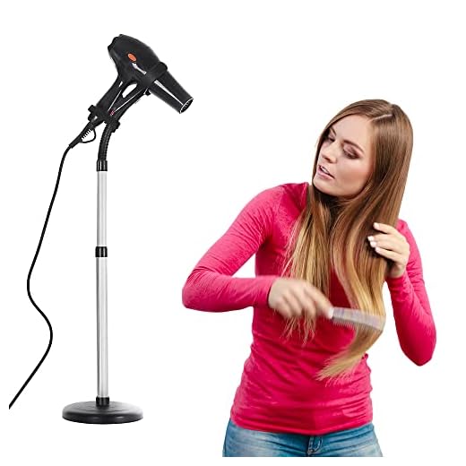 Hair Dryer Holder Stand Blow Dryer Holder Adjustable 360 Degree Rotation Stand Up Hair Dryer Heavy Duty Hairdryer Hands Free
