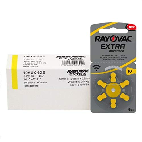 SOL-TECH 60 x Rayovac Extra Advanced Hearing Aid Batteries Size 10