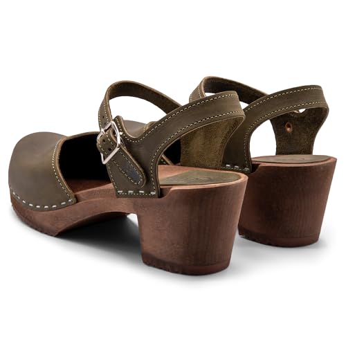 Image of Sandgrens Handmade Swedish Wood Clogs for Women, High Heel Sandal | Victoria