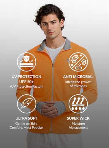 Image of ADRO Sunscreen Jacket for Men UV Sun Advanced Protection Running Jackets For Mens Biker Jackets with Zipper Sports jacket for men
