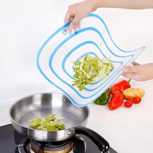 Image of Vegetable Cutting Board Thick Flexible Plastic Cutting Board Set Transparent Cutting Board for Kitchen Prep and Decor Lightweight Non Slip Chopping Mats for Meat and Vegetables