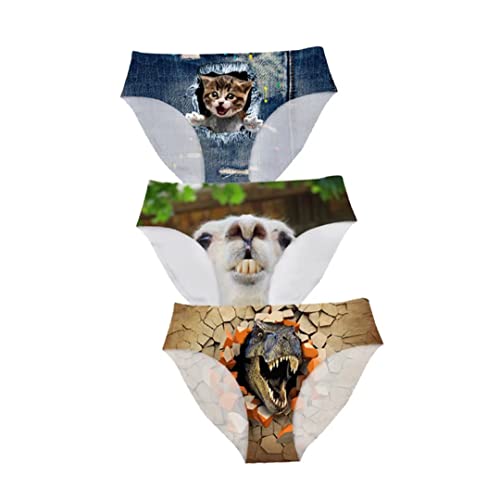 Image of Dellukee Sexy Women Underwear Briefs Breathable Hipster Panty White Alpaca Print