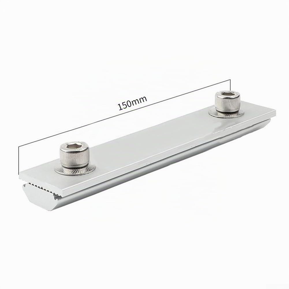 4 Stück Solarmodul Schienen Profilverbinder, Aluminium Solarpanel Montageschienenverbinder, PV Halterung, T-Form Rail Koppler, Verstellbarer Panel Verbinder, Gekerbter Greifverbinder