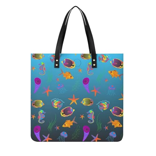 Grand sac à main poisson hippocampe : cabas de voyage résistant et tendance de 39x39cm