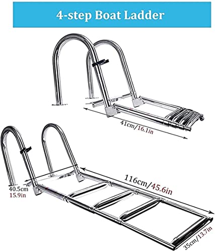 Escalera telescópica para bote de acero inoxidable premium, 4 peldaños miniatura 2