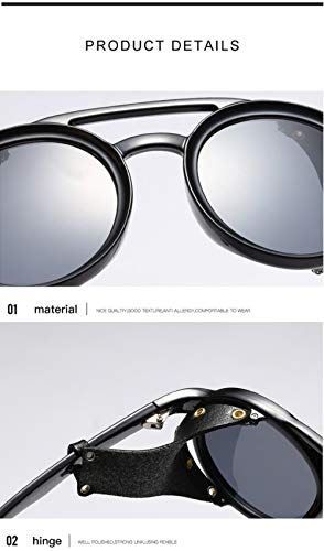 Image of Retro Vintage Black Round Flap Unisex Sunglasses (VI-SG-95517-C4) - Pack of 1