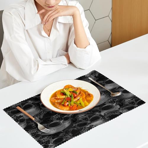 Set de table gothique crâne humain antidérapant résistant chaleur 30x45cm - 7