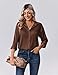 Zeagoo Womens Tops Long Sleeve Button Down Shirts Casual Satin Silk Blouses 2025 Fall Fashion Clothes Brown