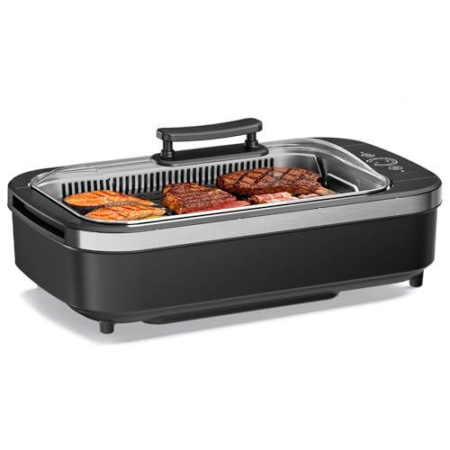 Electactic Electric Smokeless Indoor Grill & Griddle, Nonstick Contact Grill, Dishwasher Safe Parts,...
