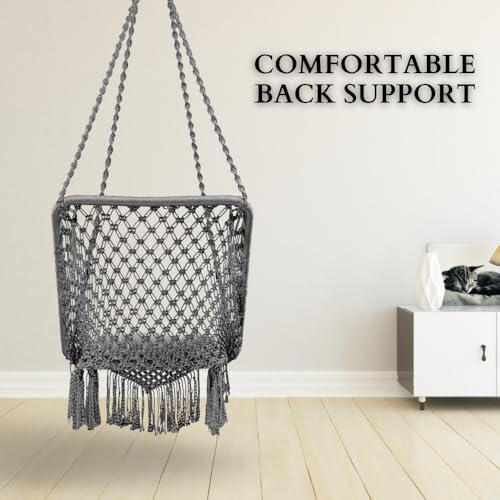 Image of Swingzy Premium Large Swing Chair Hanging Hammock Chair for Home, Indoor, Outdoor, Patio, Balcony, Garden /Jhula for Adults /Free Accessories Included (Rectangle Grey)