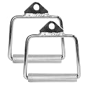 USF Fitness Heavy Duty Cable Cross D Handle Triceps Rope Seated Row Grip Bar and Straight LAT Bar Cross over Gym Cable Attachment - Set of 2 Pieces gallery image