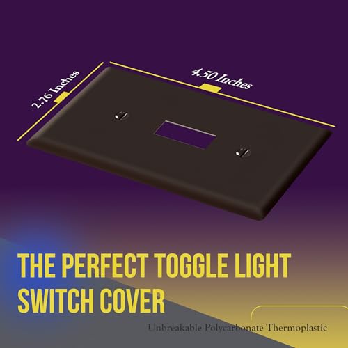 Image of ENERLITES Toggle Light Switch Wall Plate, Gloss Finish, Standard Size 1-Gang 4.50 inch x 2.76 inch, Unbreakable Polycarbonate Thermoplastic, 8811-BR-10PCS, Brown (10 Pack)