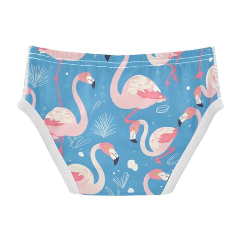 KLL Flamingo Pattern on Blue Background Toddler Boy Soft Athletic Underwear Breathable Children Undies2