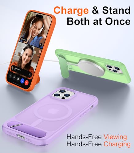 Image of Magnetic Compatible with iPhone 12 Pro Max Case, [Built-in Invisible Kickstand][Compatible with MagSafe][Military Grade Shockproof] Slim Translucent Matte Phone Case for iPhone 12 Pro Max 6.7 inch