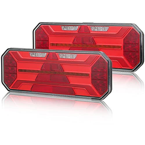 AGRISHOP LED Rückleuchten Anhänger Set 12/24V,2PCS LED Anhänger Heckleuchten Leuchten,LED Rücklicht Traktor PKW Wohnwagen Wasserdicht Rücklichter Anhänger,led Dynamische Rückleuchten Anhänger E-Mark