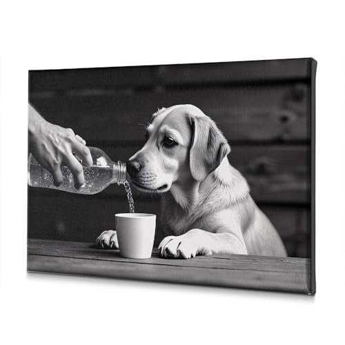 Tableau de Pâques de qualité supérieure motif chien assoiffé 40x60cm