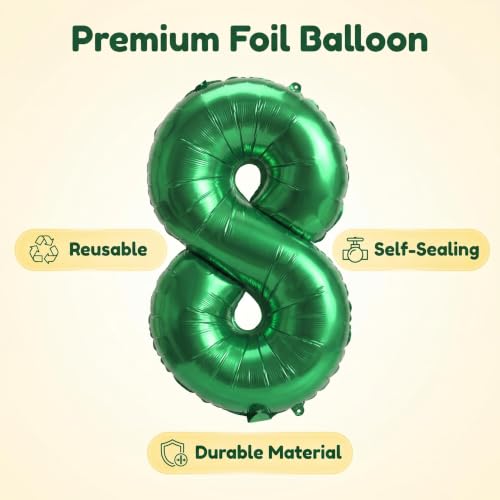 Image of YPSelected 32 Inch Large Foil Helium Number Balloon Birthday Wedding Party 0-9 (Green, 8)