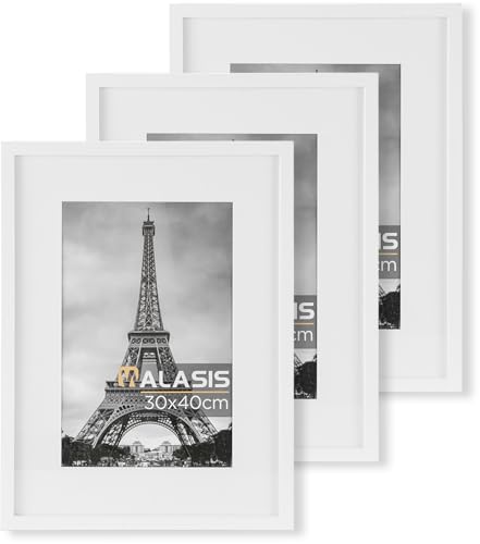 Walasis Bilderrahmen 30x40 Weiß Rahmen: 3er Set 40x30 Holz Weiss Rahmen für Collage Foto Poster - Holzrahmen mit Acrylglas