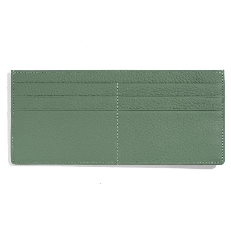 EVNSB Women's Leather Wallet Card Holder Long Clutch - Genuine Leather, Minimalistic, Zippered Coin Pocket, 6 Card Slots, Fashionable (Green)