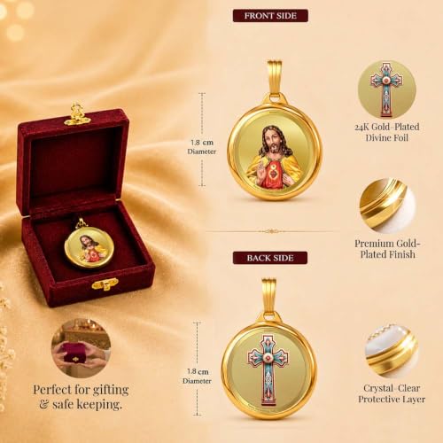 Image of DIVINITI 24K Gold Plated Double-Sided Religious Pendant with Premium Gift Box, Spiritual Locket for Men & Women, Devotional Jewellery for Gifting & Everyday Wear