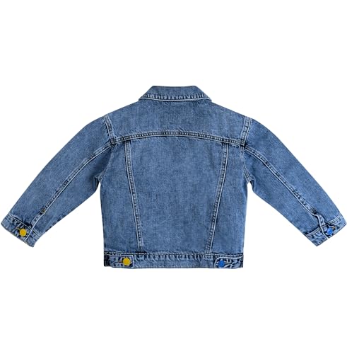 KIDSCOOL SPACE Boys Denim Jacket,Little Big Kids Simple Design Colored Buttons Jean Coat2