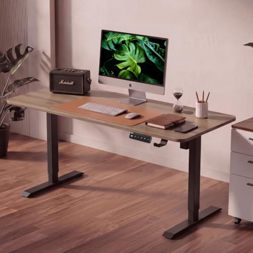 Image of V ONE Electric Standing Desk with 1-Piece Solid Top | Heavy Duty Height Adjustable Computer Desk | 3 Memory Preset | 5 Year Warranty | for Home Office (Claire Ork, 120 * 60 CM)