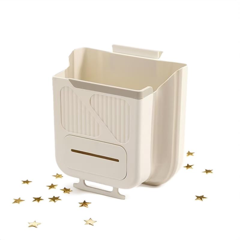 Image of Household Foldable Trash can, Kitchen Cabinet Door Hanging Type, Thickened Garbage can 2.64 gallons (About 10 liters) (Grey, Large) (Ashen)