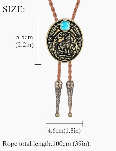 Image of HUABOLA CALYN Bolo tie, Handmade Round Shape Western Cowboy Bola Tie