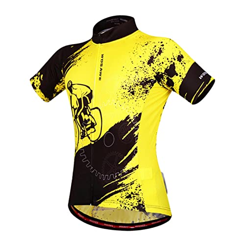 Maillot de cyclisme à manches courtes séchage rapide jaune XL