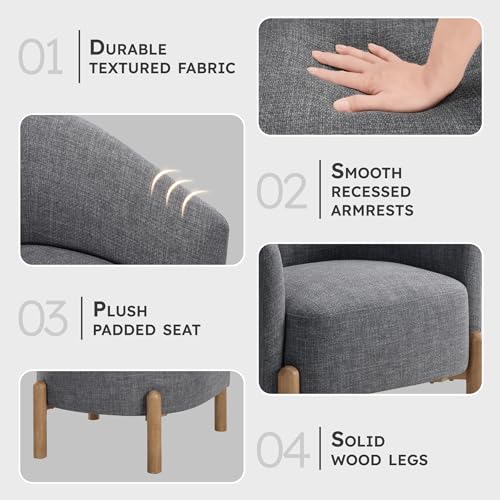 Sillón Moderno Tapizado Gris miniatura 3