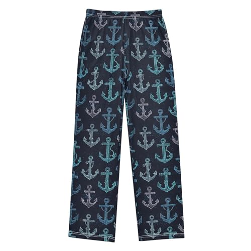 ALAZA Anchor Black Blue Pajama Lounge Pants Long Sleep Pajama Bottoms with Pockets
