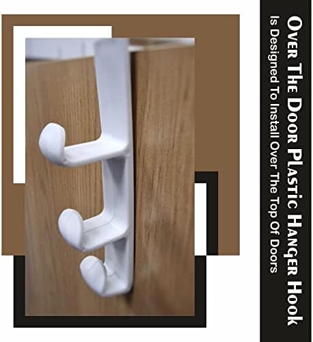 Little Wood Plastic Over Door Hooks Heavy Duty Space Saver Sturdy Door Clothes Hanger Bathroom Towels Hat Bag Rack Cloth Organizer Dress Door Hook Hanger Wardrobe White Overdoor Hook (Pack of 2)