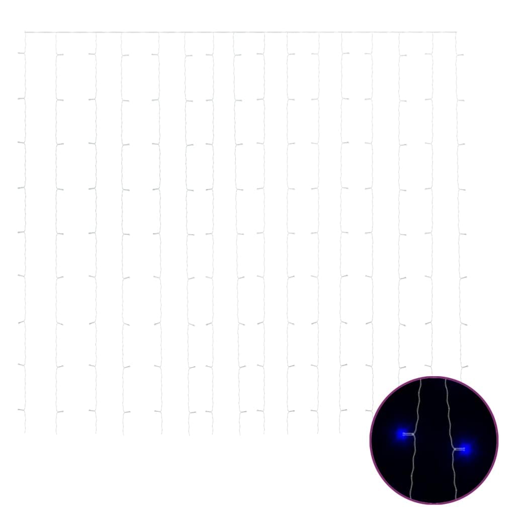 Décoration, décorations saisonnières et de vacances, éclairage de Noël, rideau à LED, guirlande lumineuse 3 x 3 m, 300 LED bleues, 8 fonctions