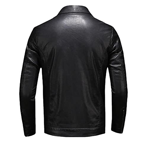 TIPTOP Men's Motorcycle Leather Jacket Large Size Pocket Black Zipper Lapel Slim Fit Shirt Style Leather coat4