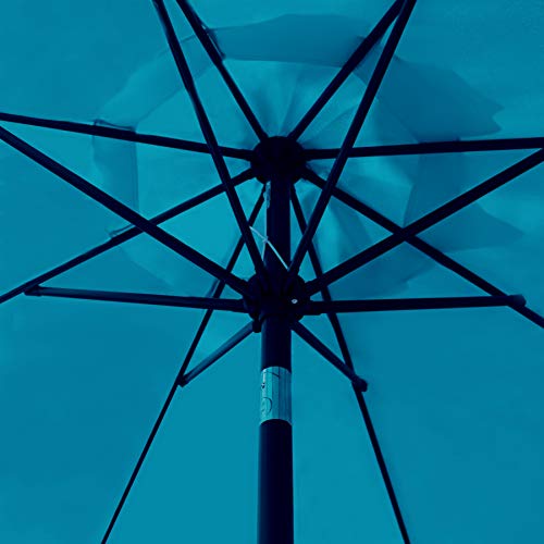 Sunnyglade 9' Solar LED Lighted Patio Umbrella with 8 Ribs/Tilt Adjustment and Crank Lift System (Teal Blue) by Sunnyglade - Image 4