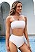 Pink Queen Women's High Waist Bikini Set Strapless Bathing Suit Bandeau Two Piece Swimsuits White M