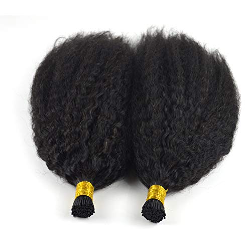 Afro kinky curly I Tip hair extension 100% human hair 1g/strand 100g natural color virgin hair (16, Natural Color)_AB