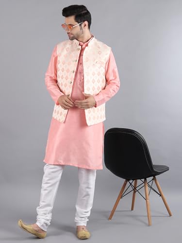 Image of Uri and MacKenzie Men's Silk Blend Kurta Pajama with Designer Ethnic Nehru Jacket /Modi Jacket