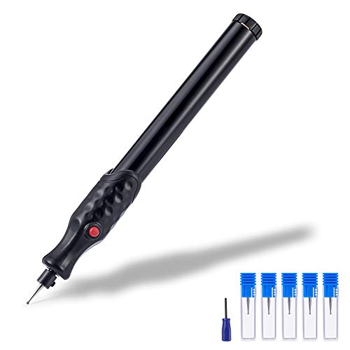 Electric Cordless Engraving Pen, Etcher Engraver Tool with 5Pcs Replaceable Diamond Tip Bit, Engraving Pen for Metal, Wood, Glass, Plastic, Jewelry, Leather