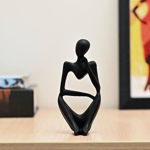 Image of ZAICUS Black Abstract Thinker Resin Sculpture - Modern Deep Thinker Figurine for Home & Office Decor | Small Contemporary Accent Piece