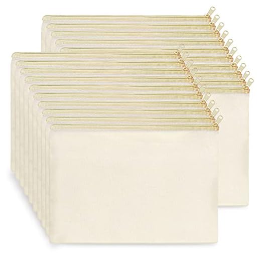 Koolmox Canvas Pouch with Zipper Bulk, 20 pcs 9x7'' Cosmetic Bag Multipurpose Makeup with Zipper Canvas Pouch Large Travel Toiletry Pouches DIY Craft Purse Pencil Bag, Blank Beige