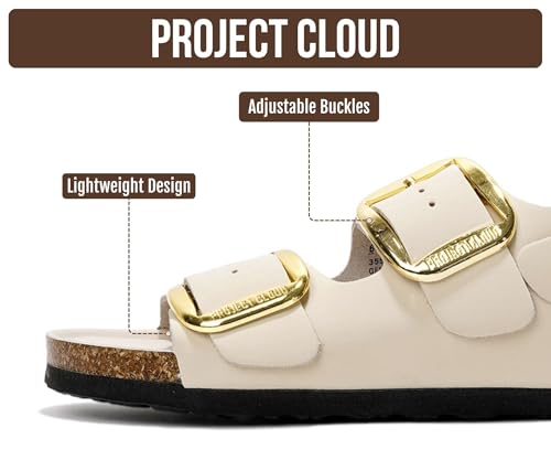 Image of Project Cloud 100% Genuine Leather Beach Sandals for Women 2026 with Lightweight & Comfortable Slides for Women - Non Slip with Memory Foam Slingback Womens Sandals 2026 (Garda)