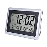 OCEST Digital Alarm Wall Clock Large Display 7.5 Inch Battery Operated with Indoor Temperature Calendar Date Time Function Easiest Set Desk Clock