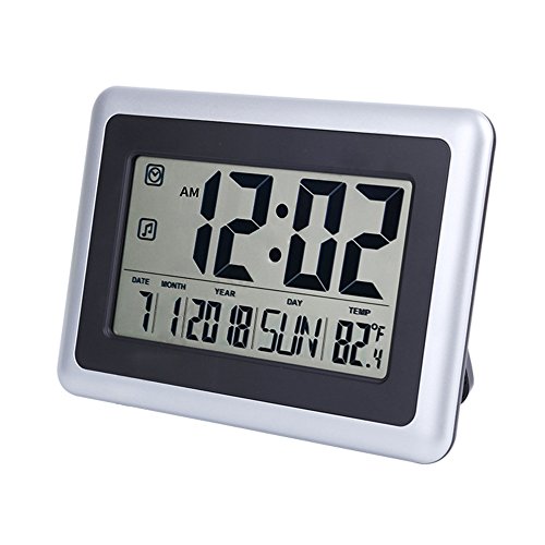 OCEST Digital Wall Clock, Desk Alarm Clock Large Display 7.5”LCD Screen with Calendar Date Time Indoor Temperature Function Easiest Set Clock