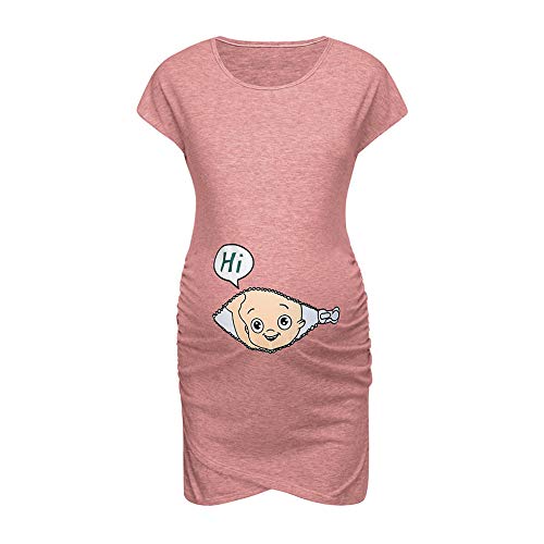 BLOMDE Maternity Nightdress Cotton O-Neck Sleeveless Pregnancy Maternity Dress Cartoon Letter Print Nusring-D_XL Maternity Nighties for Labour