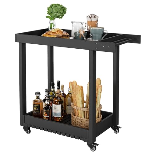 Image of Service Utility Cart with Wheels, 500lbs Capacity, Heavy Duty Tub Storage Cart, Multipurpose Rolling 2-Tier Mobile Storage Organizer, for Warehouse Garage Industrial Workshop Cart