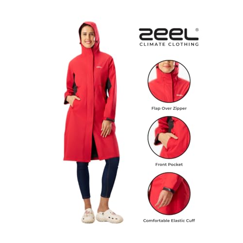 Image of ZEEL Ladies High Neck Raincoat | Waterproof Long Raincoat with Belt, Zeel Diva ZKL01 Parent