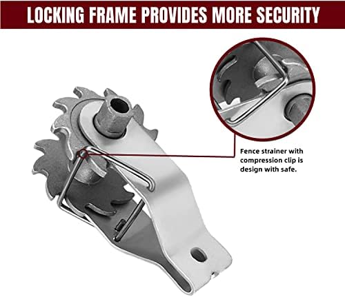 Nisorpa 24Pcs Fence Tensioner Strainer Heavy Duty Galvanized Steel Fence Wire Strainer In-Line Ratchet Strainer with Compression Clip Fence Wire Tensioner for Electric Fence Farm Fence