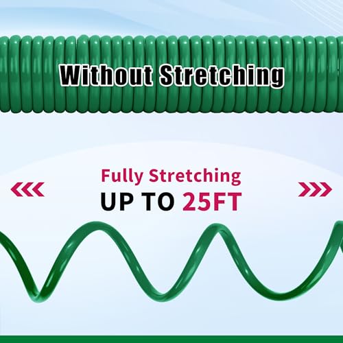 AUTOMAN Coil Garden Hose 25 ft, EVA Curly Water Hose with Brass Connectors, Recoil Garden Water Hose,Includes 7-Pattern Function Sprayer,Retractable,Corrosion Resistant Garden Coil Hose. by AUTOMAN - Used condition - Image 6
