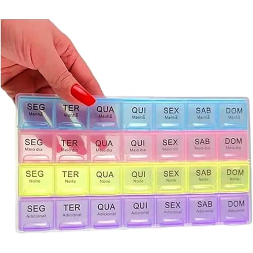 Porta Comprimidos Semanal 4X Ao Dia Com 28 Períodos